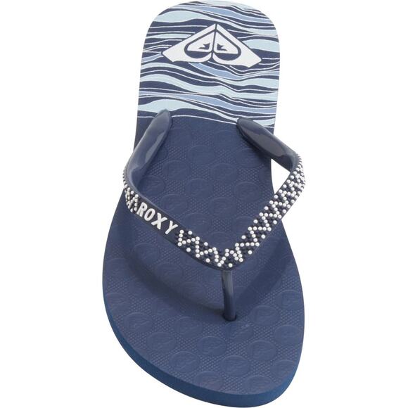 Roxy Women’s Lei Flip-Flop Size 9 Logo Blue Sandals New with Tags - Picture 2 of 12